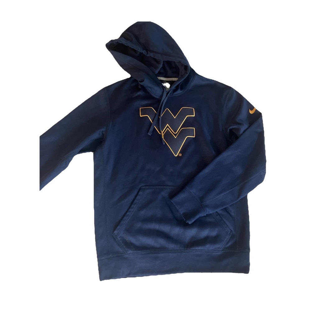 West Virginia Mountaineers Hoodie Men Small Blue Gold Nike Pullover Sweatshirt
